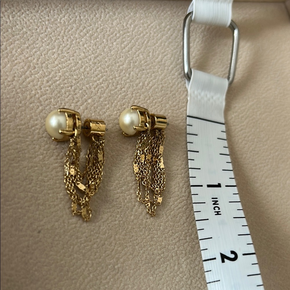 Kate Spade Gold and Pearl Chain Earrings